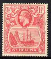 St Helena 1922-37 KG5 Badge Script 1.5d single with 'Broken Mast' variety (stamp 13) fine used although the cancellation looks doubtful, SG 99a