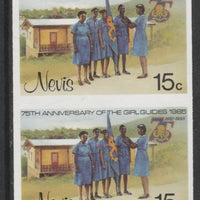 Nevis 1985 Girl Guides - Guides & Headquarters 15c imperf pair unmounted mint as SG 293