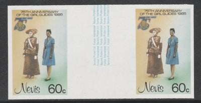 Nevis 1985 Girl Guides - Guides' Uniforms 60c imperf gutter pair (from uncut archive sheet) unmounted mint as SG 294. Note: The design within the gutter varies across the sheet, therefore, the one you receive,may differ from that ……Details Below