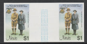 Nevis 1985 Girl Guides - Lord & Lady Baden-Powell $1 imperf gutter pair (from uncut archive sheet) unmounted mint as SG 295. Note: The design within the gutter varies across the sheet, therefore, the one you receive,may differ fro……Details Below