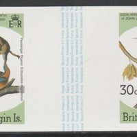 British Virgin Islands 1985 John Audubon Birds 30c Passenger Pigeon imperf gutter pair (from uncut archive sheet) (as SG 589) unmounted mint. Note: The design withing the gutter varies across the sheet, therefore, the one you rece……Details Below