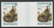 British Virgin Islands 1985 John Audubon Birds 50c Yellow Breasted Chat imperf gutter pair (from uncut archive sheet) unmounted mint (as SG 590). Note: The design withing the gutter varies across the sheet, therefore, the one you ……Details Below