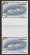 St Kitts 1985 Ships 40c (Container Ship) imperf gutter pair (from uncut archive sheet) (SG 173var) unmounted mint. Note: The design withing the gutter varies across the sheet, therefore, the one you receive,may differ from that sh……Details Below