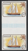 St Kitts 1985 Ships $1.20 (Atlantic Clipper Schooner) imperf gutter pair (from uncut archive sheet) (SG 174var) unmounted mint. Note: The design withing the gutter varies across the sheet, therefore, the one you receive,may differ……Details Below