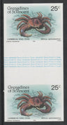 St Vincent - Grenadines 1985 Shell Fish 25c (King Crab) imperf gutter pair (from uncut archive sheet) unmounted mint, SG 360var. Note: The design withing the gutter varies across the sheet, therefore, the one you receive,may diffe……Details Below