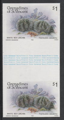 St Vincent - Grenadines 1985 Shell Fish $1 (Sea Urchin) imperf gutter pair (from uncut archive sheet) unmounted mint, SG 362var. Note: The design withing the gutter varies across the sheet, therefore, the one you receive,may diffe……Details Below