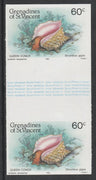 St Vincent - Grenadines 1985 Shell Fish 60c (Queen Conch) imperf gutter pair (from uncut archive sheet) unmounted mint, SG 361var. Note: The design withing the gutter varies across the sheet, therefore, the one you receive,may dif……Details Below