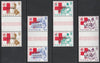 Tuvalu 1988 Red Cross set of 4 overprinted SPECIMEN in unmounted mint gutter pairs (as SG 518-21)