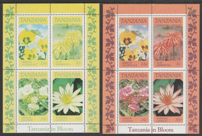 Tanzania 1986 Flowers perf m/sheet with red omitted plus normal, both unmounted mint (as SG MS 478)