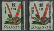 Guyana 1981 Official $1.10 on $2 with OPS omitted plus normal, both unmounted mint but some off-set SG O22var