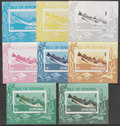 Stroma 1969 Fish - Hake 5s m/sheet - the set of 8 imperf progressive proofs comprising the 4 individual colours, three 3-colour composite plus all 4 colours, unmounted mint
