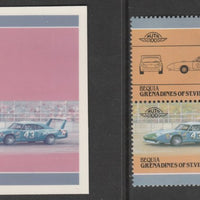 St Vincent - Bequia 1985 Cars #4 Plymouth Superbird Nascar $1.50 - Cromalin se-tenant die proof pair in red and blue only (missing Country name, inscription & value) ex Format International archives complete with issued stamp