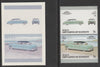 St Vincent - Bequia 1987 Cars #7 1952 Hudson Hornet 5c - Cromalin se-tenant die proof pair in red and blue only (missing Country name, inscription & value) ex Format International archives complete with issued stamp