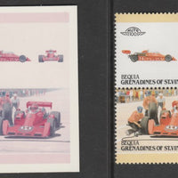 St Vincent - Bequia 1987 Cars #7 Coyote Ford $1.25 - Cromalin se-tenant die proof pair in red and blue only (missing Country name, inscription & value) ex Format International archives complete with issued stamp