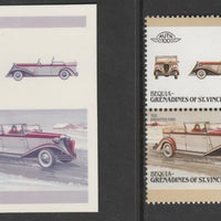 St Vincent - Bequia 1986 Cars #6 1935 Brewster Ford 60c - Cromalin se-tenant die proof pair in red and blue only (missing Country name, inscription & value) ex Format International archives complete with issued stamp