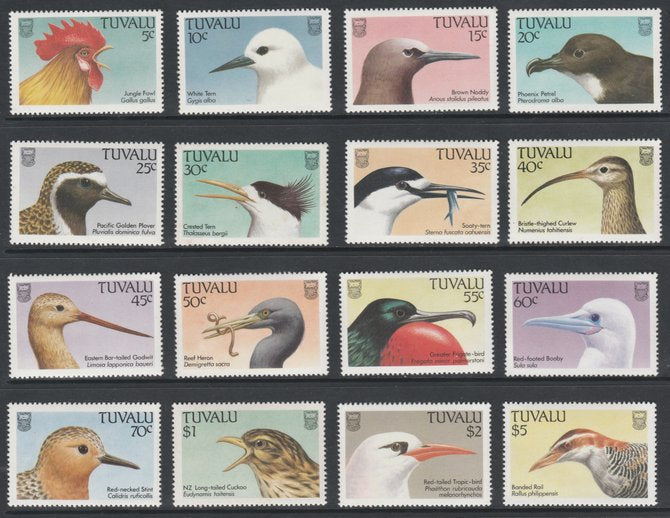 Tuvalu 1988 Birds definitive set of 16 values complete unmounted mint, SG 502-17
