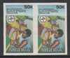 Nigeria 1992 Tropical Agriculture 50k,Gathering Plantain Fruit imperf pair unmounted mint SG 633var