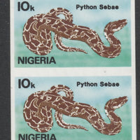 Nigeria 1986 Rock Python 10k in unmounted mint imperf pair SG 509var