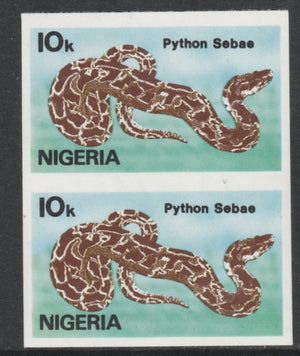 Nigeria 1986 Rock Python 10k in unmounted mint imperf pair SG 509var