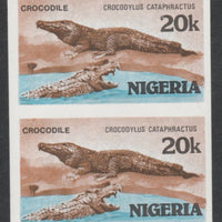 Nigeria 1986 Crocodile 20k in unmounted mint imperf pair SG 510var