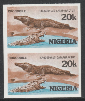 Nigeria 1986 Crocodile 20k in unmounted mint imperf pair SG 510var