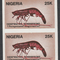 Nigeria 1988 Shrimps 25k Deepwater Roseshrimp imperf pair unmounted mint SG 562var