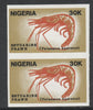 Nigeria 1988 Shrimps 30k Estuarine Prawn imperf pair unmounted mint SG 563var