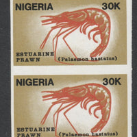 Nigeria 1988 Shrimps 30k Estuarine Prawn imperf pair unmounted mint SG 563var