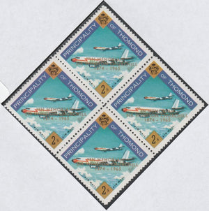 Thomond 1965 Jet Liner 2s (Diamond shaped) with 'Sir Winston Churchill - In Memorium' overprint in gold unmounted mint block of 4, slight off-set from overprint on gummed side