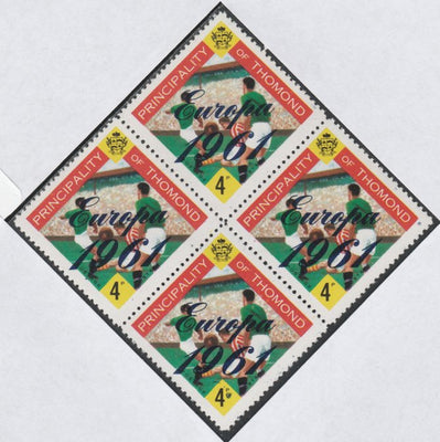 Thomond 1961 Football 4d (Diamond shaped) with 'Europa 1961' overprint unmounted mint block of 4, slight off-set from overprint on gummed side