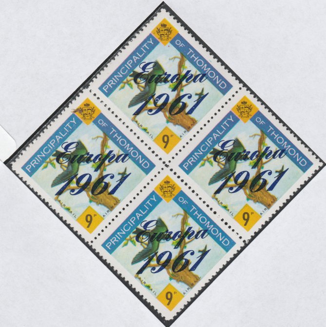 Thomond 1961 Martin 9d (Diamond-shaped) with 'Europa 1961' overprint unmounted mint block of 4, slight off-set from overprint on gummed side