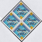 Thomond 1961 Sea Gulls 1s (Diamond shaped) with 'Europa 1961' overprint unmounted mint block of 4, slight off-set from overprint on gummed side