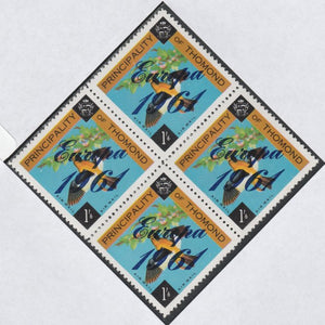 Thomond 1961 Bird 1s6d (Diamond shaped) with 'Europa 1961' overprint unmounted mint block of 4, slight off-set from overprint on gummed side