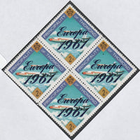 Thomond 1961 Jet Liner 2s (Diamond shaped) with 'Europa 1961' overprint unmounted mint block of 4, slight off-set from overprint on gummed side