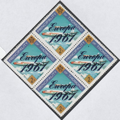 Thomond 1961 Jet Liner 2s (Diamond shaped) with 'Europa 1961' overprint unmounted mint block of 4, slight off-set from overprint on gummed side