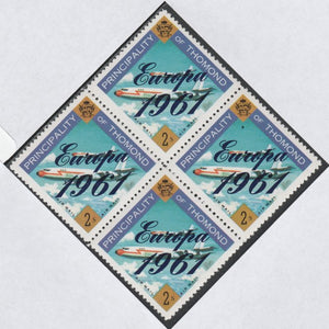 Thomond 1961 Jet Liner 2s (Diamond shaped) with 'Europa 1961' overprint unmounted mint block of 4, slight off-set from overprint on gummed side