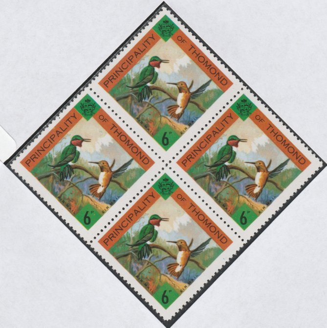 Thomond 1960 Humming Birds 6d (Diamond-shaped) def unmounted mint block of 4
