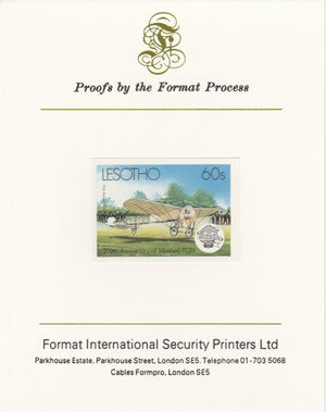 Lesotho 1983 Manned Flight 60s (First Airmail Flight) imperf proof mounted on Format International proof card as SG 547