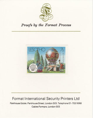Lesotho 1983 Manned Flight 7s (Montgolfer Balloon) imperf proof mounted on Format International proof card as SG 545