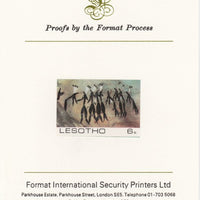Lesotho 1983 Dancers in a Trance (Rock Paintings) 6s value imperf proof mounted on Format International proof card as SG 540