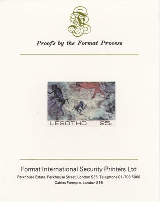 Lesotho 1983 Baboons (Rock Paintings) 25s value imperf proof mounted on Format International proof card as SG 541