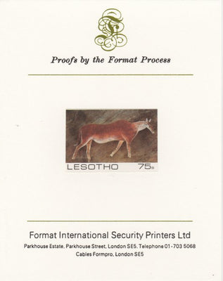 Lesotho 1983 Eland (Rock Paintings) 75s value imperf proof mounted on Format International proof card as SG 543
