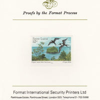 St Lucia 1985 Nature Reserves 10c Frigate Birds imperf proof mounted on Format International proof card as SG 820