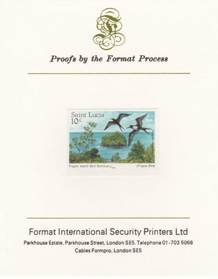 St Lucia 1985 Nature Reserves 10c Frigate Birds imperf proof mounted on Format International proof card as SG 820