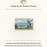 St Lucia 1985 Nature Reserves 35c Mangrove Cuckoo imperf proof mounted on Format International proof card as SG 821