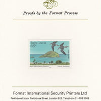 St Lucia 1985 Nature Reserves 65c Lesser Yellowlegs imperf proof mounted on Format International proof card as SG 822