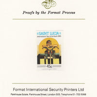 St Lucia 1985 Int Youth Year Paintings 45c imperf proof mounted on Format International proof card as SG 842