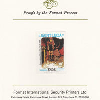 St Lucia 1985 Int Youth Year Paintings $3.50 imperf proof mounted on Format International proof card as SG 844