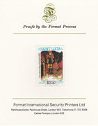 St Lucia 1985 Int Youth Year Paintings $3.50 imperf proof mounted on Format International proof card as SG 844