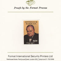 Antigua 1984 Famous People 60c (Churchill) imperf proof mounted on Format International proof card as SG 888